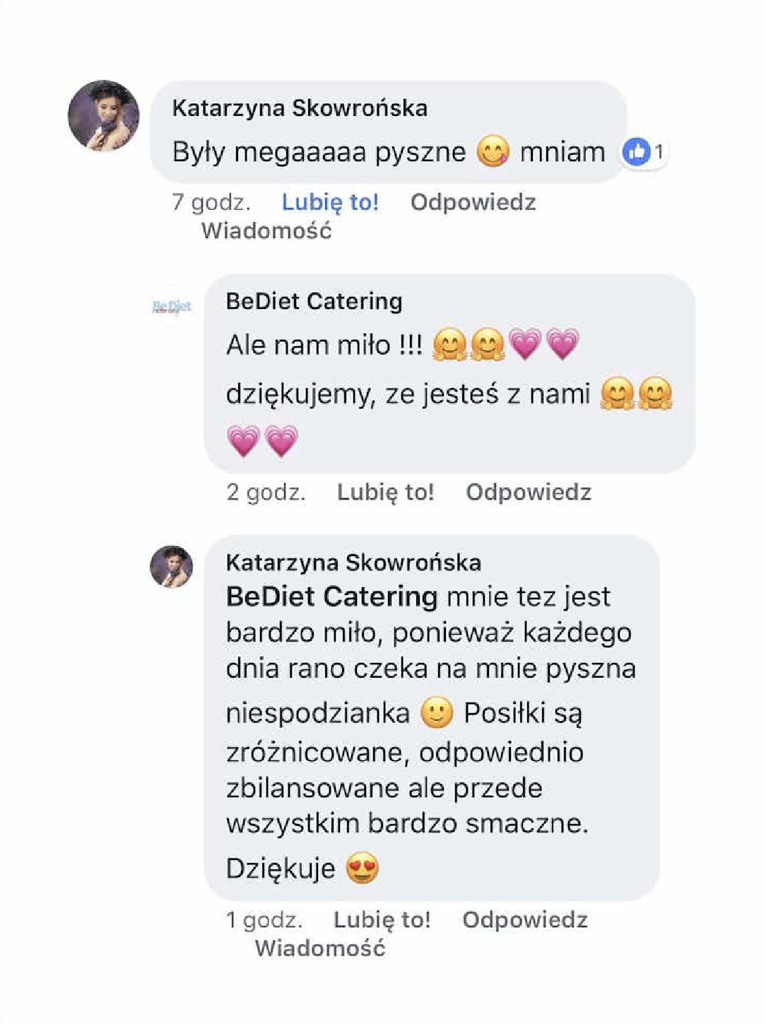 Opinia o posiłkach - Katarzyna